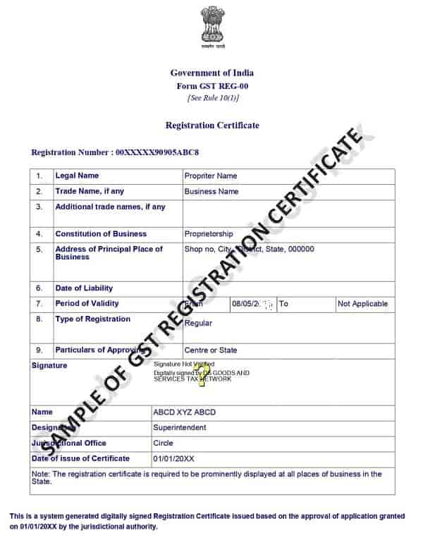 gst registration certificate